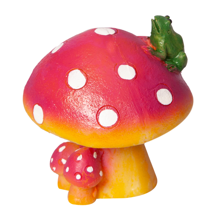 Ornament Mushroom With Toad 5.5wx5.5dx5.5cmh