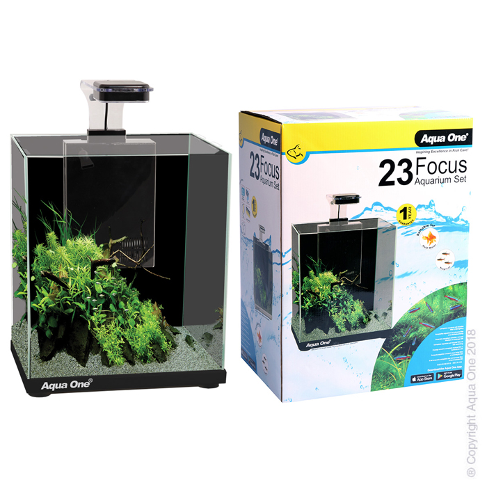 Focus 23 Glass Aquarium 23l 30l X 22d X 41cm H (black)