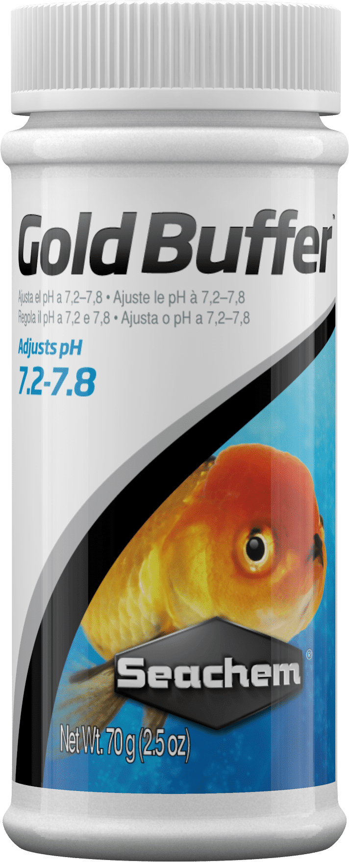 Seachem Gold Buffer 70g — pH & Alkalinity Stabiliser for Coldwater Aquariums, Providing an Ideal Environment for Fancy and Common Goldfish — SKU: 724993-254 — Main Image — Product Specifications & Highlights Key Features Ideal Goldfish pH Range: Holds pH between 7.2 and 7.8, perfect for coldwater species. Suitable for routine maintenance and water changes. Prevents Dangerous pH Crashes: Restores carbonate hardness depleted by biological filtration. It is completely safe for fish and live plants. Complements Gold Salt: Works alongside Seachem Gold Salt for complete water management, and it is also compatible with other Seachem water conditioners. Safe & Simple: Easy-to-dose dry powder dissolves smoothly in tap water. Seachem Gold Buffer is phosphate-free, thus reducing the risk of green algae bloom & growth. It also prevents sudden pH swings and related stress while maintaining optimal pH for goldfish health. Product Details Brand: Seachem SKU: 724993-254 (Internal ID: 130739) Barcode (GTIN/UPC): 000116025409 Product Type: Aquarium Additive / Goldfish pH Buffer Package Dimensions: 50 mm (L) × 50 mm (W) × 80 mm (H) Gross Package Weight: 95 g Net Weight: 70 g Target Environment: Goldfish & Coldwater Aquariums Treatment Capacity: 70 g treats up to 460 Litres (115 US gallons)