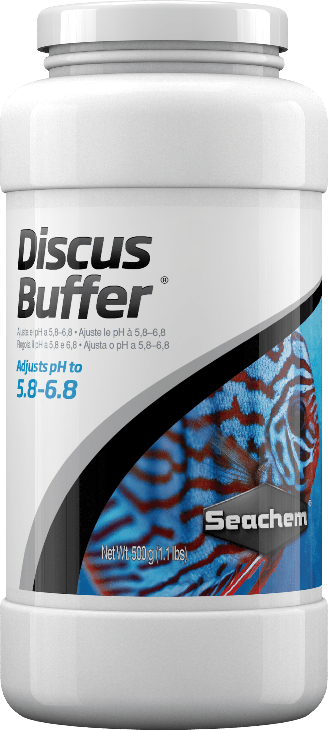Seachem Discus Buffer 500g — Specialised Acidic Buffer for Creating Amazonian Soft Water-Like Environments for Discus Fish Species — SKU: 724997-263 — Main Image — Product Specifications & Highlights Key Features Target Acidic Buffer: Reliably locks pH between 5.8 and 6.8 for soft-water environments, supporting fish species and discus health, colour, and breeding. Water Softening Action: Precipitates calcium and magnesium to lower overall hardness, softening water by reducing hardness (GH). Pairable Formulation: Blend with Neutral Regulator to target specific custom pH values. Helps replicate Amazon river water, like a natural environment, for Discus, Tetras, and other soft-water species habitat conditions. Safe & Phosphate-Based: Non-toxic formulation designed for sensitive Amazonian fish species,  discus and other soft-water freshwater aquatic species.  Product Details Brand: Seachem SKU: 724997-263 (Internal ID: 130748) Barcode (GTIN/UPC): 000116026307 Product Type: Aquarium Additives & Supplements / pH Buffers Package Dimensions: 85 mm (L) × 85 mm (W) × 160 mm (H) Gross Package Weight: 570 g Net Weight: 500 g Target Environment: Soft-Water & Amazonian Freshwater Aquariums Treatment Capacity: 500 g treats up to 800 Litres (200 US gallons) per initial cycle