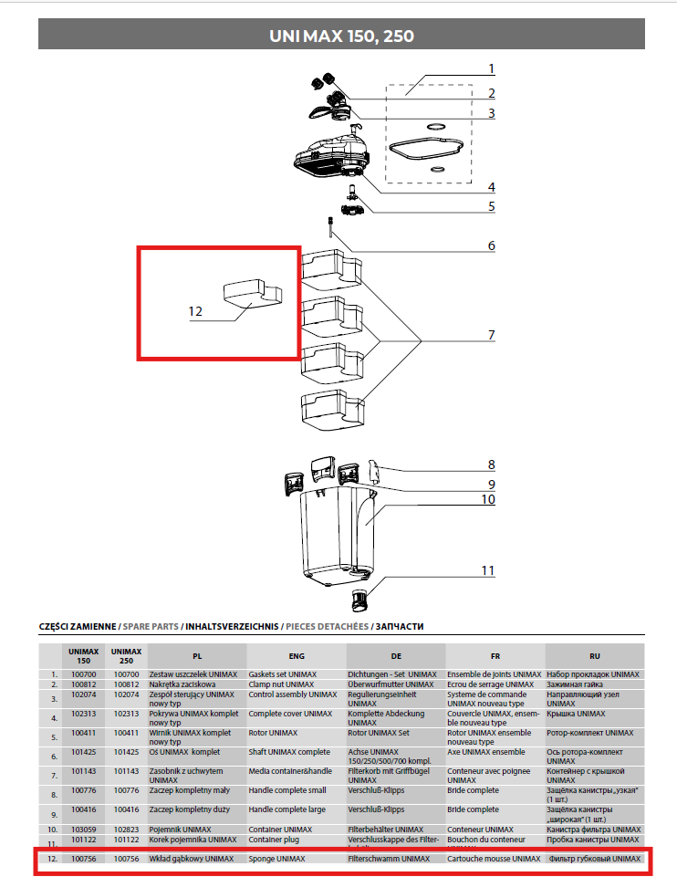Aquael Unimax Sponge 150-250