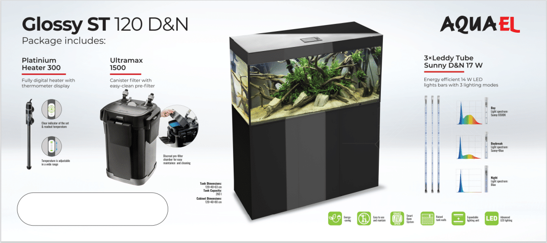 Aquael Glossy 120 Black Package