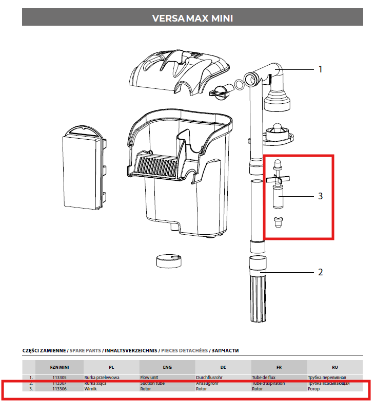 Aquael Rotor Versamax Fzn-mini Hang On Filter