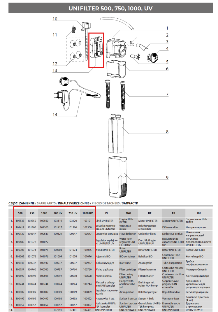 Aquael Suction Bracket Uni Filter 500(uv)/ 750(uv)/1000(uv), Turbo Filter 1000/1500/2000, Circulator