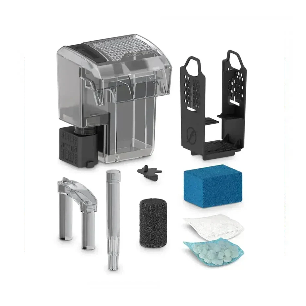 Fluval AquaClear Hang-On Power Filter AC30 (545 LPH) — multi-stage filtration for aquariums up to 114 litres (30 US gallons) — SKU: FAQ02 — Image 3 — Product Specifications & Highlights Key Features Maximised Media Volume: Has a wide media selection; basket design accommodates significantly more filter media than standard cartridge filters. Multi-Stage Filtration Included: Comes complete with AquaClear Foam, Activated Carbon, and BioMax rings. Mechanical Media has Intake Sponge and Bio-foam. Chemical Media has Carbon, Zeo-Carb, Ammonia Remover and Clear-Carb. Biological Media has BioMax ring. Quieter Operation & Adjustable Flow Control: Reduce flow speed during feeding times or for low-current species. Its precision motor design (AC20/AC30/AC50/AC70 models) smooths rotations with minimal vibration. It has a sound-dampening cover that minimises the echo chamber effect, thus operating quietly. Smarter Design & Waterfall Return: Prevents water spills by gently oxygenating surface water while returning purified water. Filter-To-Tank Stepped Interface (AC20/AC30/AC50/AC70 models). Self-levelling in most cases for convenient installation CycleGuard: CycleGuard maintains your aquarium's biological balance and prevents nitrogen cycle disruptions. By allowing 1 of the 3 media inserts to be changed at a time, bacteria levels remain stable, supporting continuous and effective biological filtration without harmful fluctuations. Product Details Brand: Fluval SKU: FAQ02 Barcode (GTIN/UPC): 0015561196000 Product Type: Filters / Hang-On-Back Power Filters Flow Rate Capacity: 545 litres per hour (Lph) or 150 GPH Package Dimensions: 210 mm (L) × 180 mm (W) × 120 mm (H) Gross Package Weight: 800 g Target Environment: Freshwater & Marine Aquariums (38 L to 114 L)