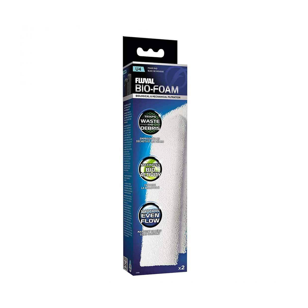 Fluval U4 Foam Insert 2 Pack — Replacement mechanical filter pads for the Fluval U4 Internal Filter — SKU: PF134a — — Main Image — Product Specifications & Highlights Key Features Custom Fit for Fluval U4: Pre-sized specifically for the dual outer mechanical slots of the U4 filter. High-Capacity Mechanical Trapping: Strains suspended waste, organic detritus, and floating particles. Supports Bio-Filtering: Complex porous matrix fosters nitrifying bacterial growth. Package of 2 Pads: Full replacement set for both media doors. Product Details Brand: Fluval SKU: PF134a Barcode (GTIN/UPC): 0015561104883 Product Type: Filter Media / Foam Inserts Package Dimensions: 68 mm (L) × 285 mm (W) × 35 mm (H) Gross Package Weight: 40 g Target Environment: Freshwater & Marine Aquariums using Fluval U4 Filters