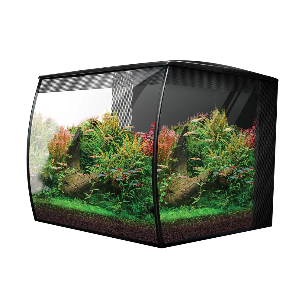Fluval Flex Aquarium 2.0 34 Litre - Black - SKU: FLX39 - - Image 2 - Product Specifications & Highlights Key Features Upgraded 2.0 Canopy System: Features a rear-hinged lid with support props, cable management slots, and an integrated feeding port. Shrimp & Fry Safe Intakes: Finer intake slots prevent small aquatic life from being drawn into the filtration area. Remote-Controlled RGB+White LED: Offers custom colour options and atmospheric effects (such as clouds and lightning storms). Hidden 3-Stage Filtration: Fully concealed rear filter compartment includes foam, carbon, and BIOMAX media. Product Details Brand: Fluval SKU: FLX39 Product Type: Freshwater Aquarium / Nano All-In-One Kits Tank Volume: 34 Litres (9 US Gallons) Tank Dimensions: 340 mm (L) × 330 mm (W) × 330 mm (H) Colour Finish: Black Package Dimensions: 451 mm (L) × 396 mm (W) × 440 mm (H) Gross Package Weight: 8,580 g (8.58 kg) Target Environment: Freshwater, Planted & Shrimp Aquariums