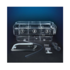 Fluval Multi-Chamber Holding & Breeding Box — Hang-on nursery for breeding, isolating, and acclimating fish or dwarf shrimp — SKU: FLV02 — Image 2 — Product Specifications & Highlights Key Features External Hang-On Design: Mounts on the outside of the aquarium to maximise internal swimming room and display space. Multi-Chamber Versatility: Includes removable partition plates to create 1, 2, or 3 separate housing sections. Continuous Water Circulation: Air-driven lift system draws warm, filtered water from the main tank to maintain stable water parameters. Integrated Overflow Grid: Fine-mesh discharge grate prevents small fry or shrimp from washing back into the main tank. Product Details Brand: Fluval SKU: FLV02 Barcode (GTIN/UPC): 0015561109437 Product Type: Accessories / Breeding Boxes & Isolation Chambers Capacity: 1.9 Litres (0.5 US Gallons) Package Dimensions: 275 mm (L) × 187 mm (W) × 132 mm (H) Gross Package Weight: 462 g Target Environment: Freshwater & Marine Aquariums