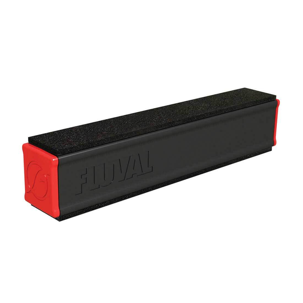 Fluval Razor+ 2-in-1 Algae Magnet and Razor - Small — SKU: FAM01 — Image 2 — Product Specifications & Highlights Key Features 2-in-1 Cleaning Function: Go from scraper to scrubber in one simple snap with the Razor+ 2-in-1 Algae Magnet. Combines a soft scrubbing pad with a removable scraper blade. 2-in-1 design allows the user to change from scraping to scrubbing mode in one simple flip. Anti-friction pads smoothly glide the scraper over the glass. Floating Magnet Design: Maintains a firm connection across standard small aquarium glass thicknesses. Long and thin design easily slips between and behind coral and rocks. Rounded scrubber surface suitable for flat or curved aquariums. Glass-Safe Materials: Designed specifically for glass aquariums to prevent surface scratching. The non-abrasive scrubber is effective on algae, yet gentle on aquarium glass. It has a 316 stainless steel replaceable blade that scrapes without scratching for hard-to-remove algae (replacement blade item# 11085). Compact Ergonomic Profile: Textured grip ensures easy maneuverability during cleaning. Long scrubber / Short handle ideal for corralling bubble accumulation at the top of the Fluval Edge aquarium. Product Details Brand: Fluval SKU: FAM01 Barcode (GTIN/UPC): 0015561110839 Product Type: Maintenance / Algae Cleaners & Scrapers Package Dimensions: 95 mm (L) × 192 mm (W) × 30 mm (H) Gross Package Weight: 75 g Target Environment: Freshwater & Marine Glass Aquariums (up to 6 mm glass thickness)