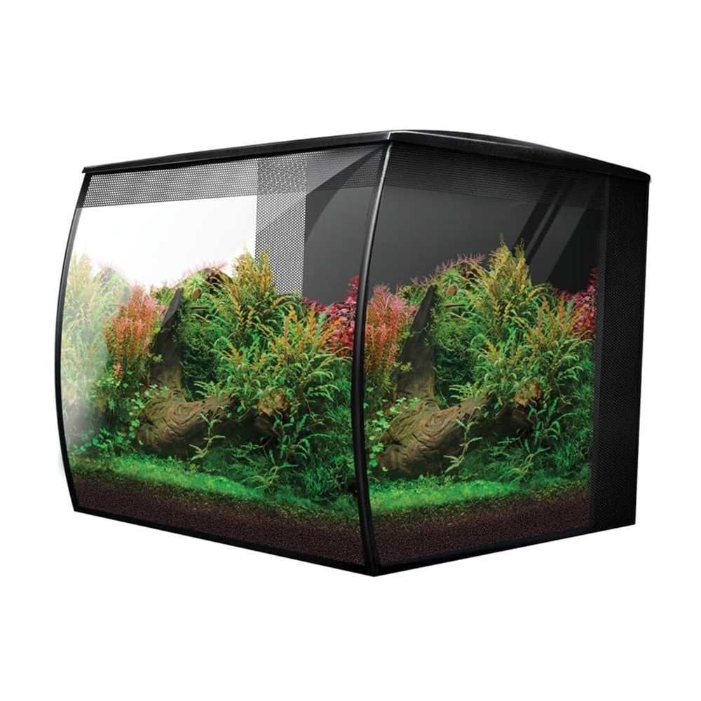 Fluval Flex Aquarium 2.0 57L - Black - SKU: FLX40 | - Image 2 Product Specifications & Highlights Key Features Updated 2.0 Canopy Design: Includes a hinged lid with support props, integrated feeding access flap, and cable management channels. Customizable RGB+White Lighting: 7500K light spectrum supports plant growth, paired with an IR remote for custom colour blends and dynamic weather effects. Hidden Rear 3-Stage Filter: Fully concealed rear filter compartment equipped with mechanical foam block, active carbon, and Biomax biological media. Curved Front Panel: Curved glass design enhances depth perception and visual impact. Product Details Brand: Fluval SKU: FLX40 Supplier Code: PETPACIFIC / FLX40 RetailExpress ID: 140361 Product Type: Freshwater Aquarium / All-In-One Kits Tank Volume: 57 Litres (15 US Gallons) Tank Dimensions: 410 mm (L) × 390 mm (W) × 390 mm (H) Colour Finish: Black Package Dimensions: 517 mm (L) × 451 mm (W) × 517 mm (H) Gross Package Weight: 13,750 g (13.75 kg) Target Environment: Freshwater & Planted Aquariums